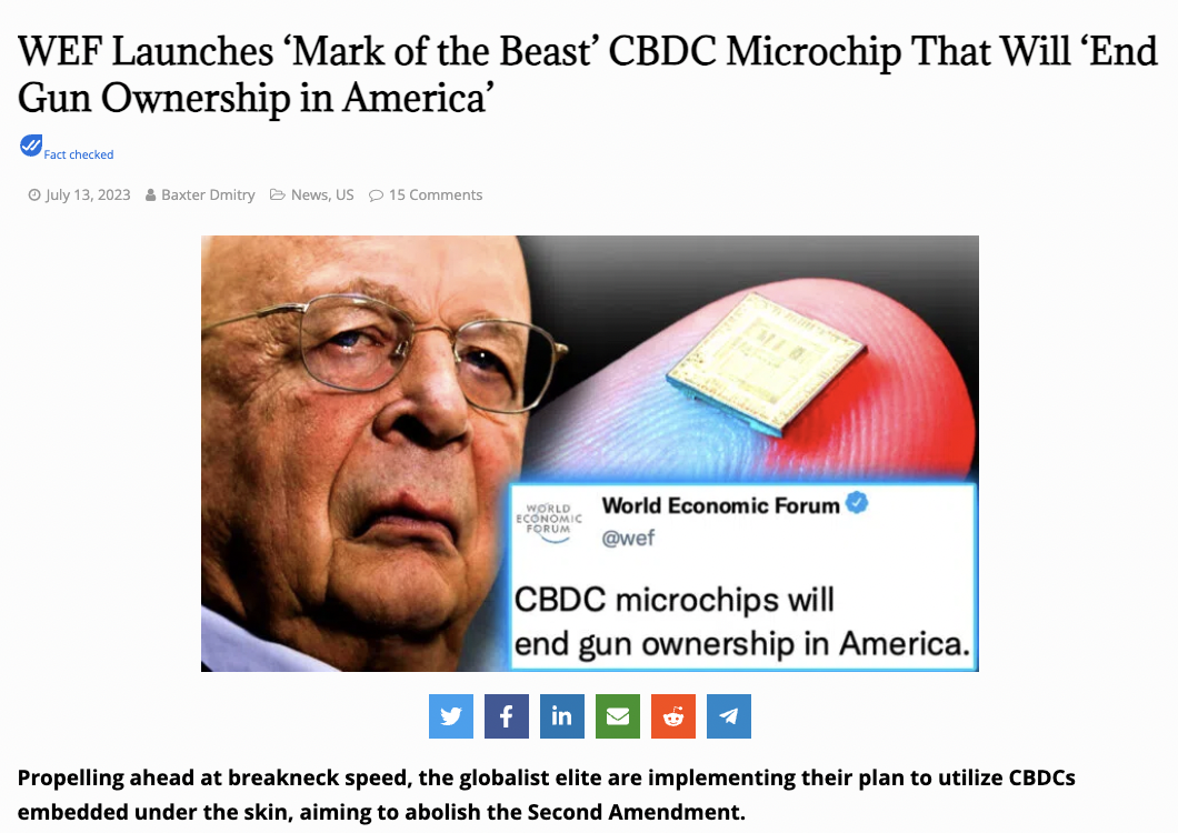 Fact Check: NO Evidence World Economic Forum Launched 'Mark of the Beast' CBDC Microchip That ...